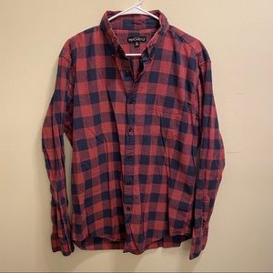 J. Crew Red Plaid Shirt Button Down Up XL EUC